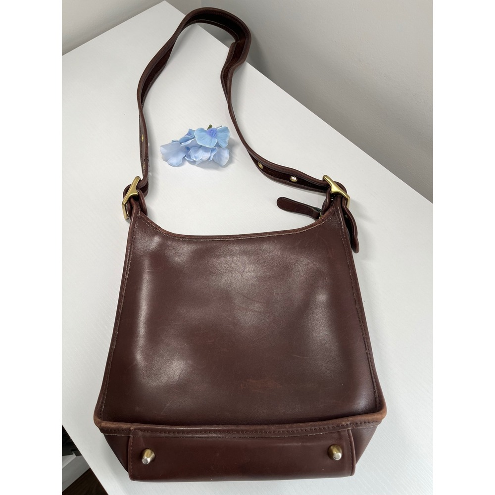 Vintage Unbranded Mahogany Leather‎ Ergo Crossbody Bag Minimalist 90s Style